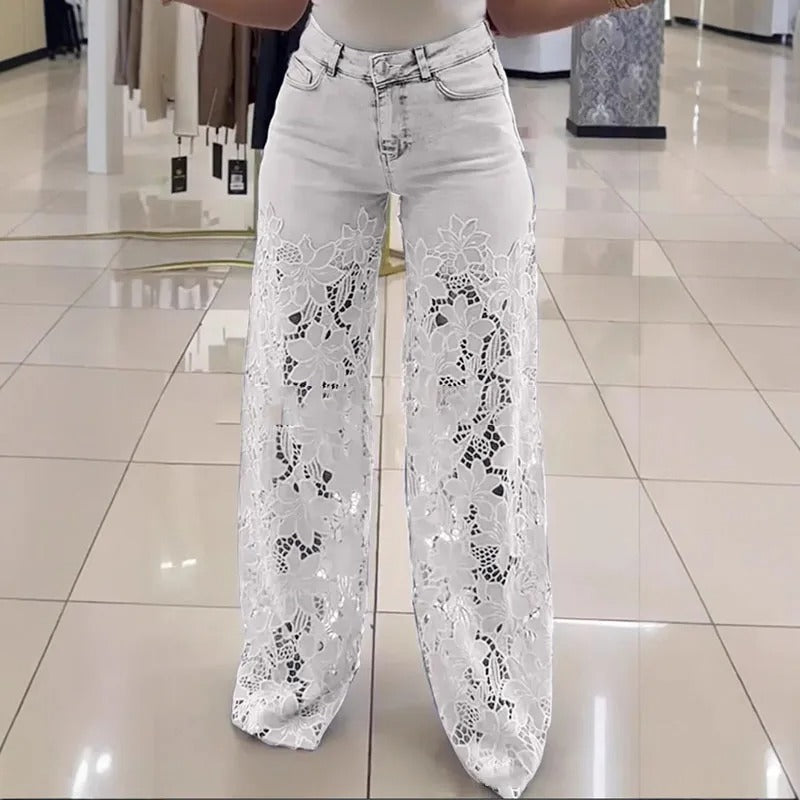 Damen Vintage-Spitzenhose