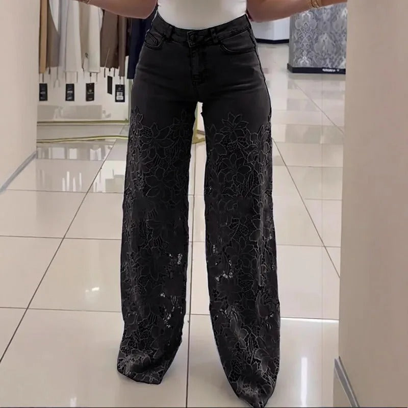 Damen Vintage-Spitzenhose