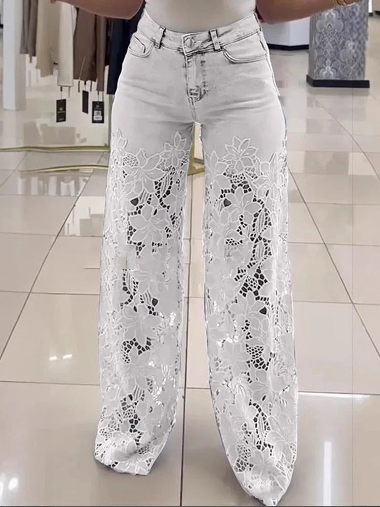 Damen Vintage-Spitzenhose