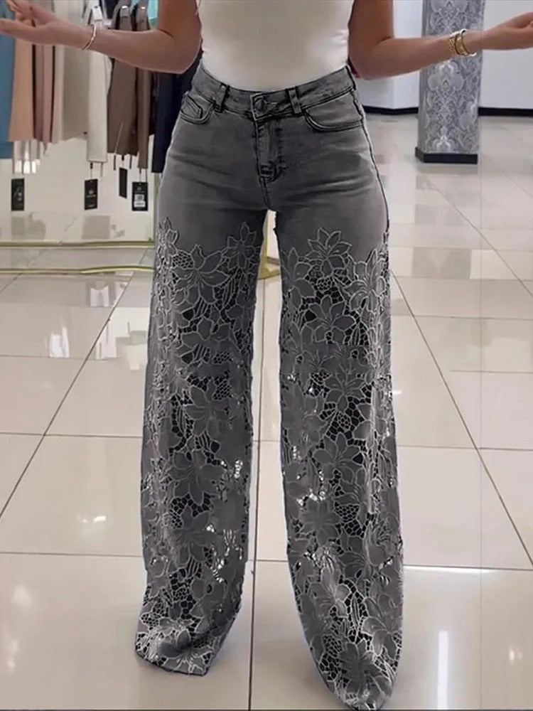 Damen Vintage-Spitzenhose