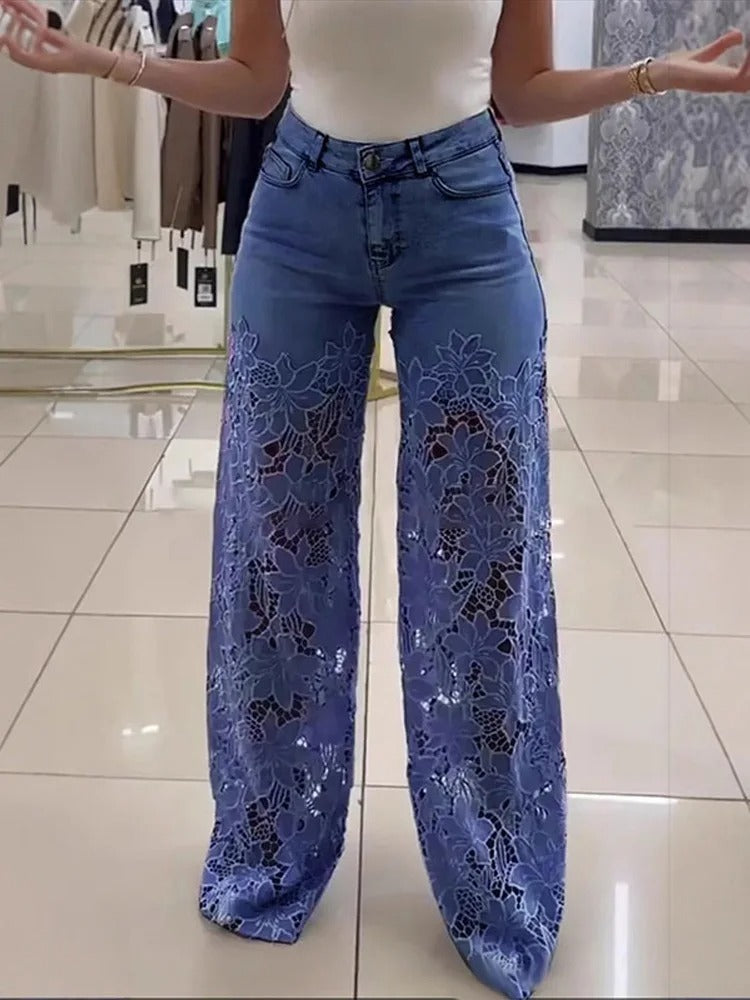 Damen Vintage-Spitzenhose