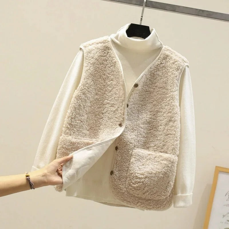 Lammfell Damen Weste Kurz Stil