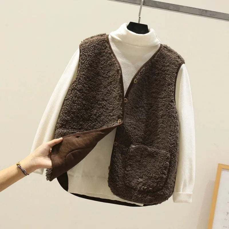 Lammfell Damen Weste Kurz Stil