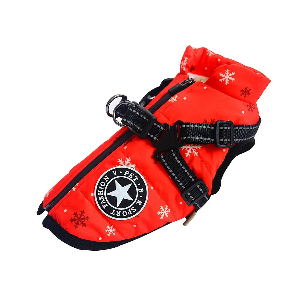 Winter-Hundekleidung mit Geschirr (wasserdicht)
