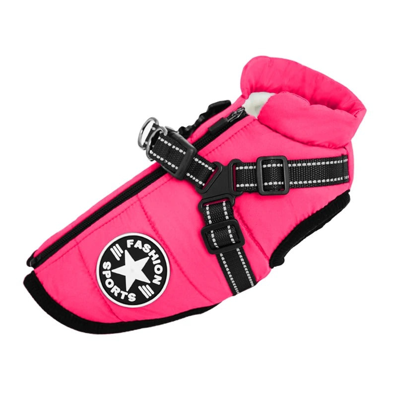 Winter-Hundekleidung mit Geschirr (wasserdicht)