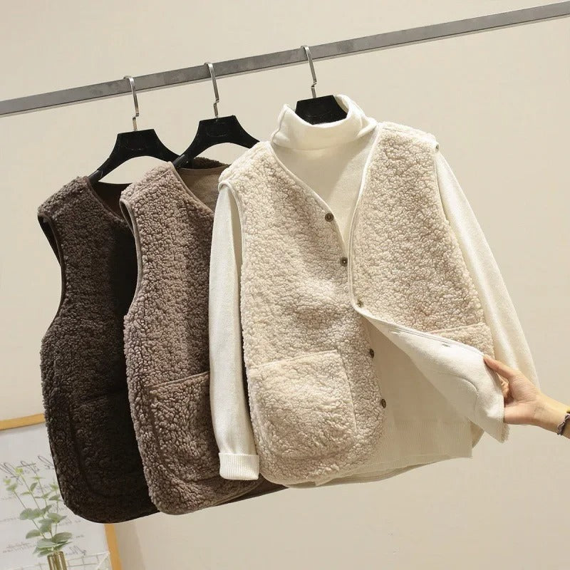 Lammfell Damen Weste Kurz Stil