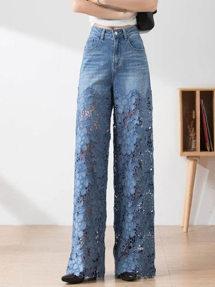 Damen Vintage-Spitzenhose