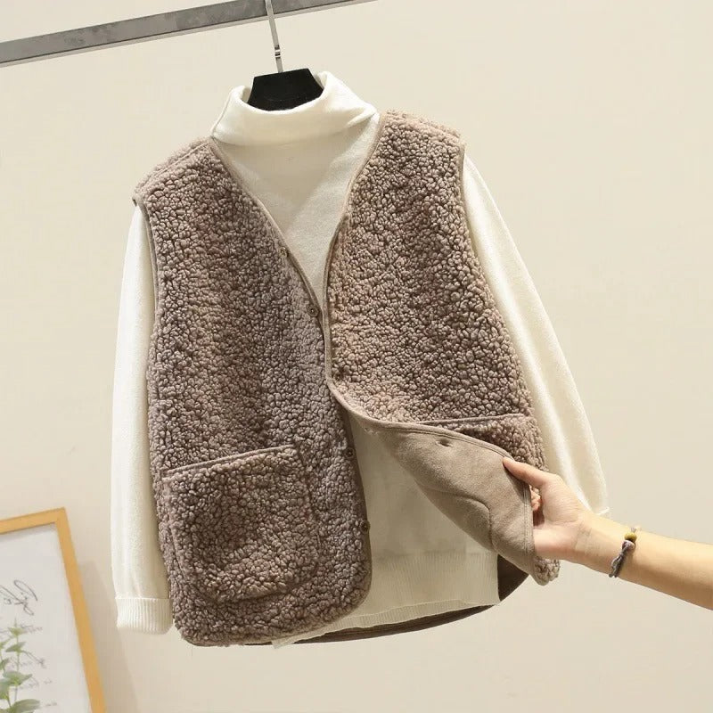 Lammfell Damen Weste Kurz Stil