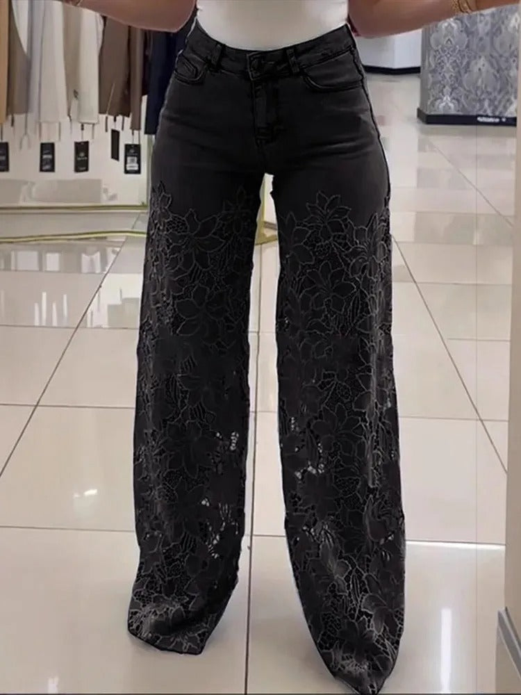 Damen Vintage-Spitzenhose