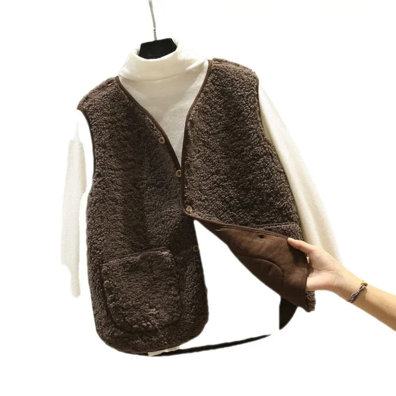 Lammfell Damen Weste Kurz Stil