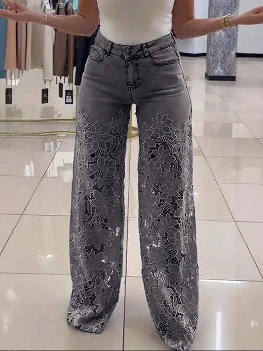 Damen Vintage-Spitzenhose