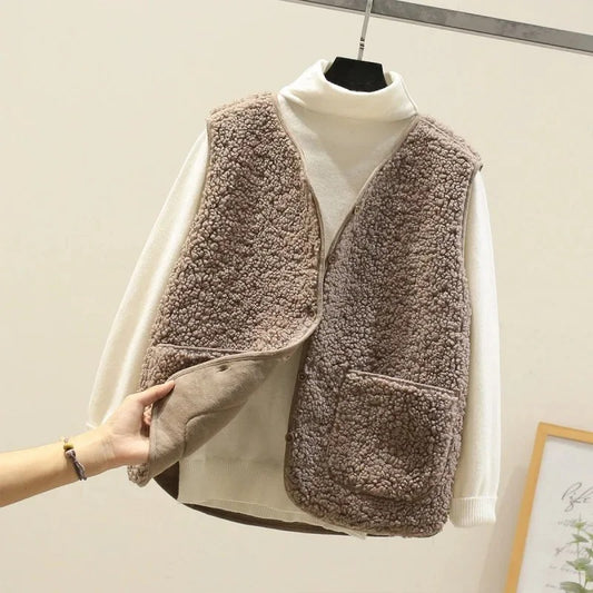 Lammfell Damen Weste Kurz Stil