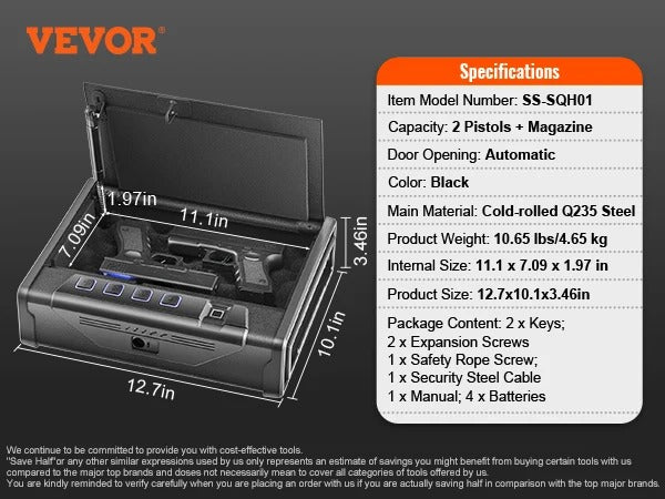 VEVOR - SucceBuy Stahlsafe Q235 (Auch für Pistole)